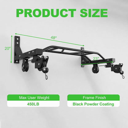 Fitvids Wall Mounted Pull Up Bar, Heavy Duty Multi-Grip Chin Up Bar for Home Gym, 450 LBS Weight Capacity Upper Body Strength Training Equipment with Multiple Grip Options