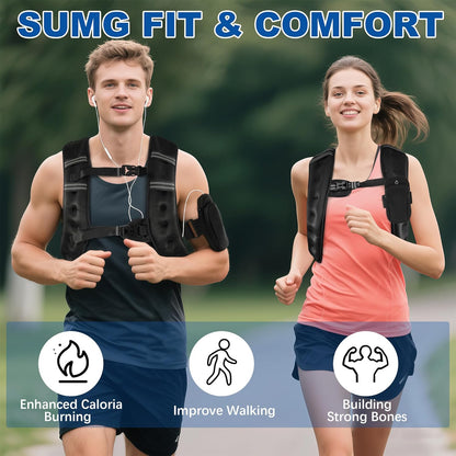 Fitvids Weighted Vest Detachable Phone Pocket Reflective Stripe 6lb/8lb/10lb for Running Strength Training