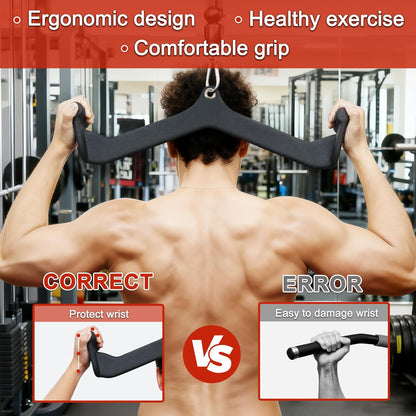 Fitvids 5-PieceBicep Curl Tricep LAT pulldown Bar Back Strength Training Handle Grips LAT Pull Down Bar For Seat Row Workout