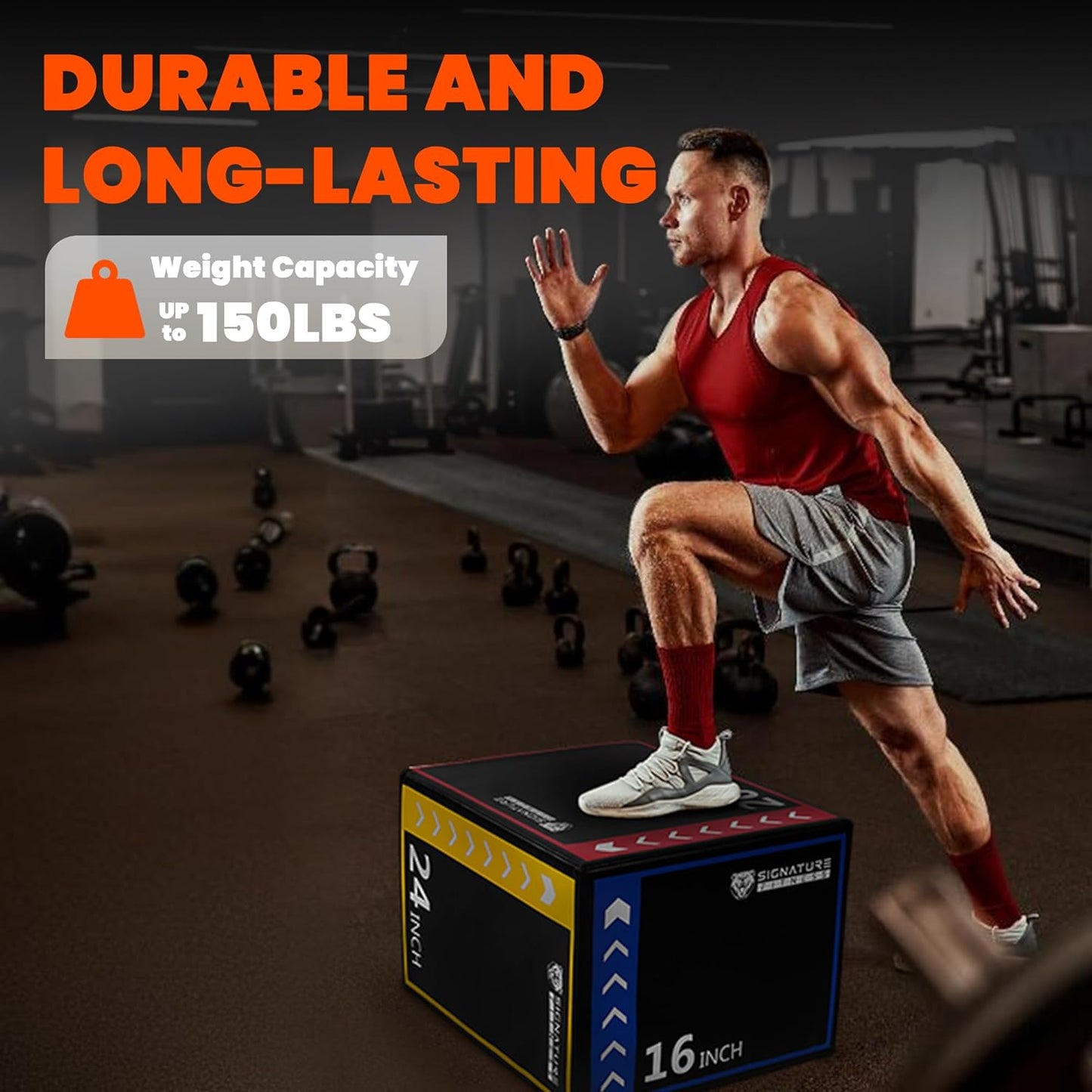 Fitvids 3-in-1 Foam Plyo Box, 16”/20”/24” Adjustable Plyometric Jump Box for Home Gym Fitness Training
