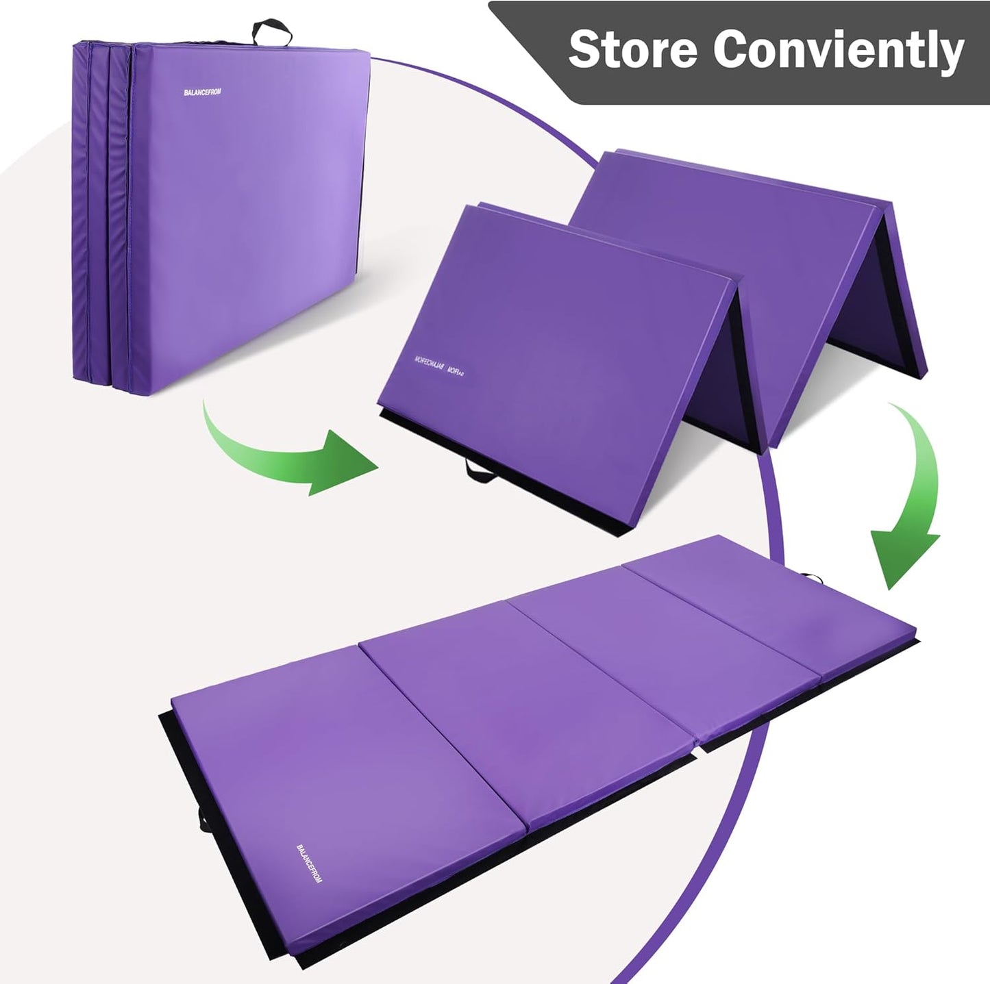 Fitvids Gymnastics Tumbling Mats 4-Panel Foldable Gymnastics Mat Portable Training Mat