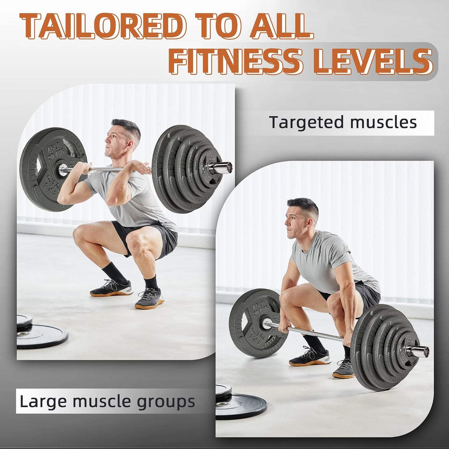 Fitvids 2" Olympic Tri-Grip Weight Plates Set 70LB Home Gym Weights