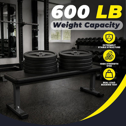 Fitvids Weight Bench, Heavy‑Duty Flat Workout Bench, Stable Exercise Bench for Full‑Body Strength Training Home Gym