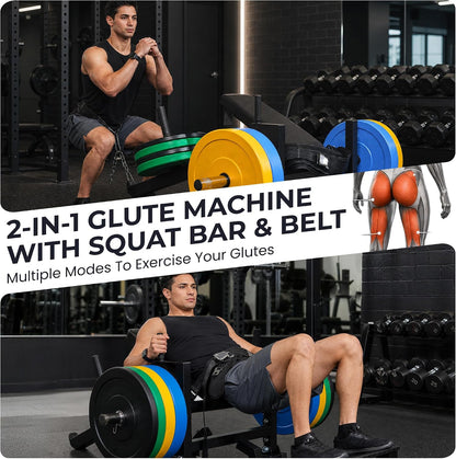 Fitvids Plate-Loaded Glute Bridge Hip Thrust Machine, Fully Upgraded Heavy Duty Glute Trainer, Professional Sports Training Equipment for Home Gym Butt Shaping and Muscle Growth