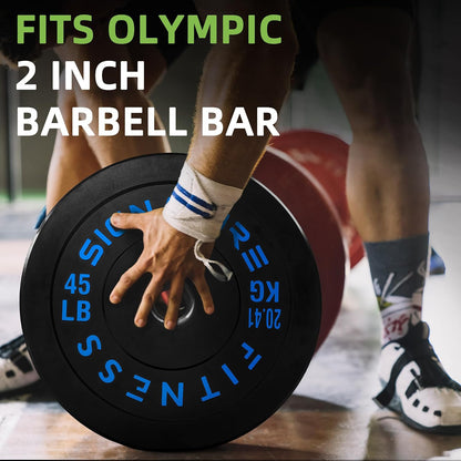 Fitvids 2‑Inch Olympic Rubber Bumper Weight Plates Pair, 45 lbs for Home Gym Strength Training