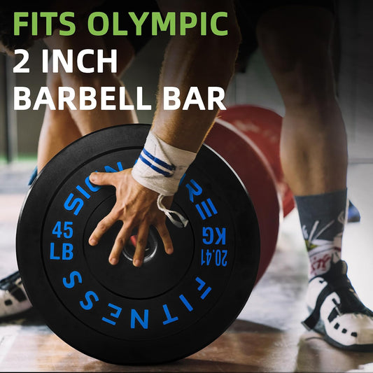 Fitvids 2‑Inch Olympic Rubber Bumper Weight Plates Pair, 45 lbs for Home Gym Strength Training