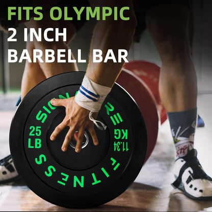 Fitvids 2‑Inch Olympic Rubber Bumper Weight Plates Pair, 25 lbs for Home Gym Strength Training