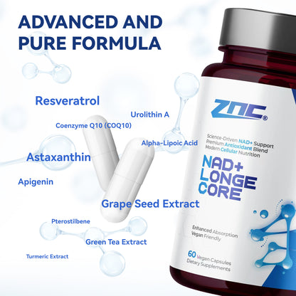 Fitvids 10 in 1 Liposomal NAD Supplement with Urolithin A Cellular Repair Natural Energy Support 60 Vegan Capsules