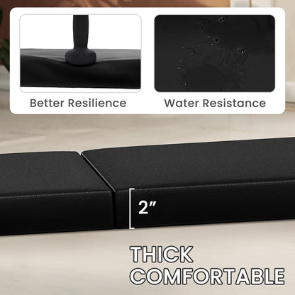 Signature Fitness 6ft x 2ft Three Fold Folding Exercise Mat with Carrying Handles for MMA, Gymnastics and Home Gym Protective Flooring, 2-inch Thick
