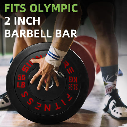 Fitvids 2‑Inch Olympic Rubber Bumper Weight Plates Pair, 55 lbs for Home Gym Strength Training