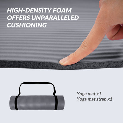 Fitvids 1/2-Inch Extra Thick High Density Yoga Mat, Anti-Tear Workout Exercise Mat with Carrying Strap for All Yoga & Fitness Workouts