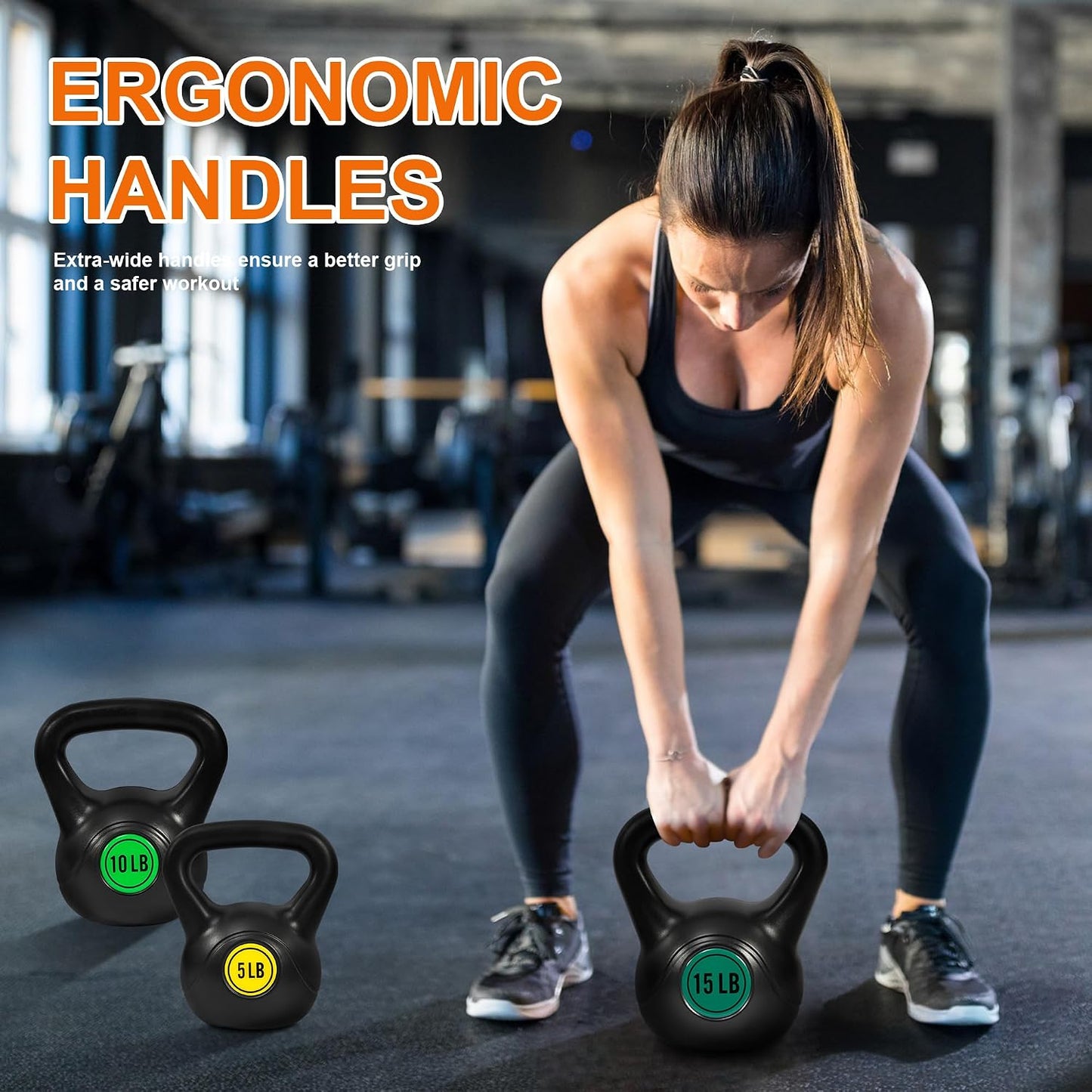 Fitvids 30lbs Kettlebell Set, Solid Weight Kettlebells for Full-Body Strength Training, Home Gym Fitness Workout Weights