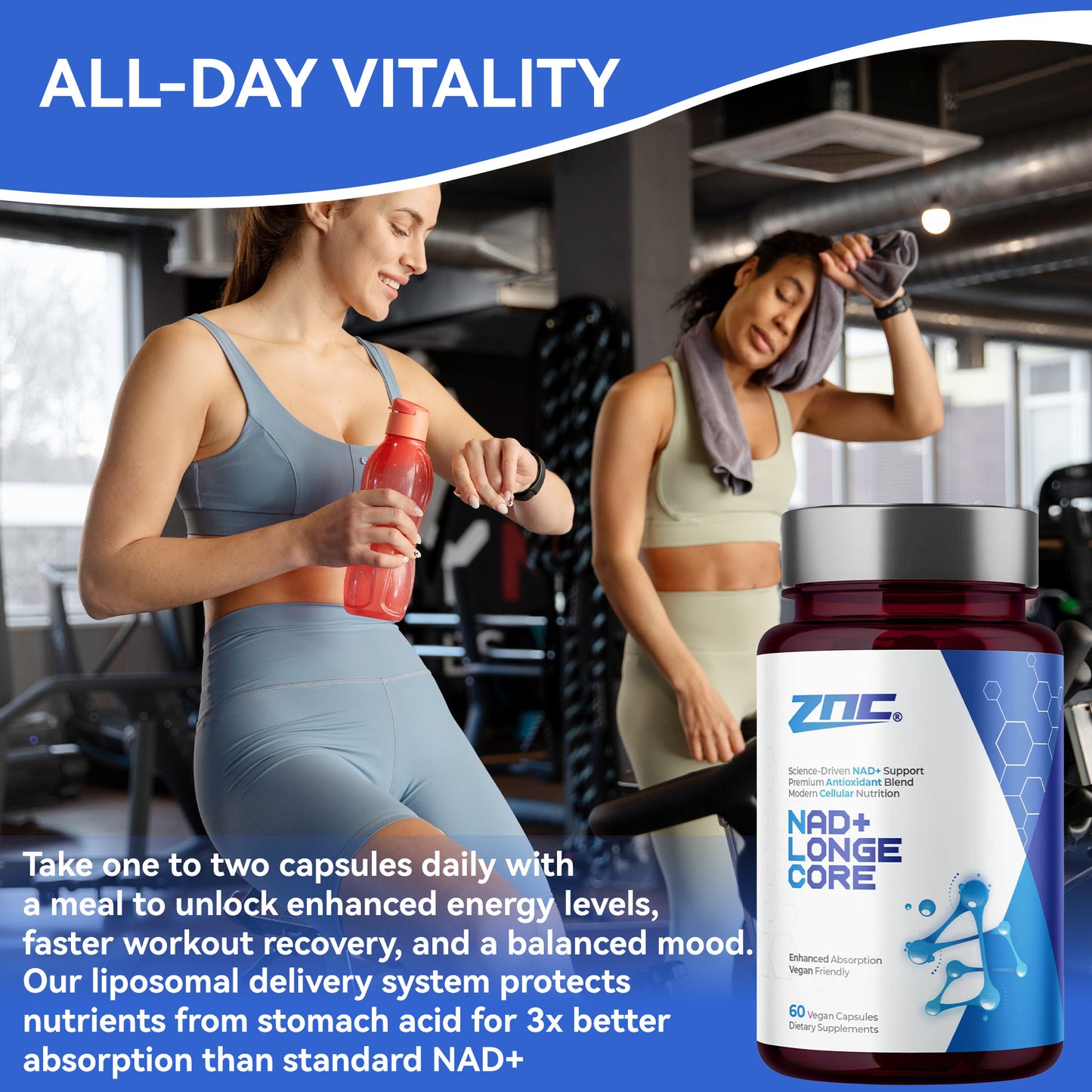 Fitvids 10 in 1 Liposomal NAD Supplement with Urolithin A Cellular Repair Natural Energy Support 60 Vegan Capsules