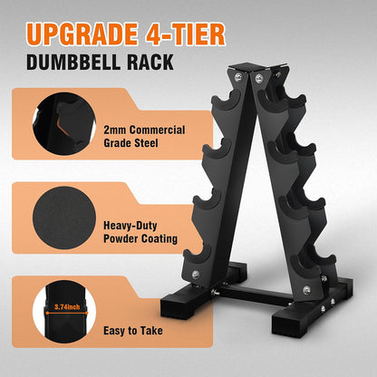 Fitvids Rubber Coated Hex Dumbbell Set with Storage Rack 100 LB Hand Weight Set with Anti-Slip Grip for Home Gym