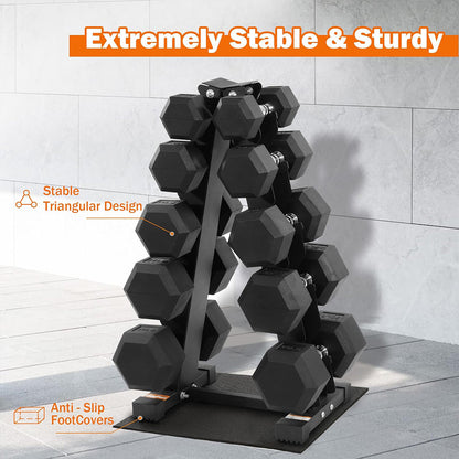 Fitvids Rubber Coated Hex Dumbbell Set with Storage Rack 200LB  Hand Weight Set with Anti-Slip Grip for Home Gym