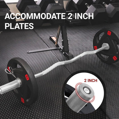 Fitvids Olympic 2-Inch Curl Barbell Bar, 47 Inches, Chrome