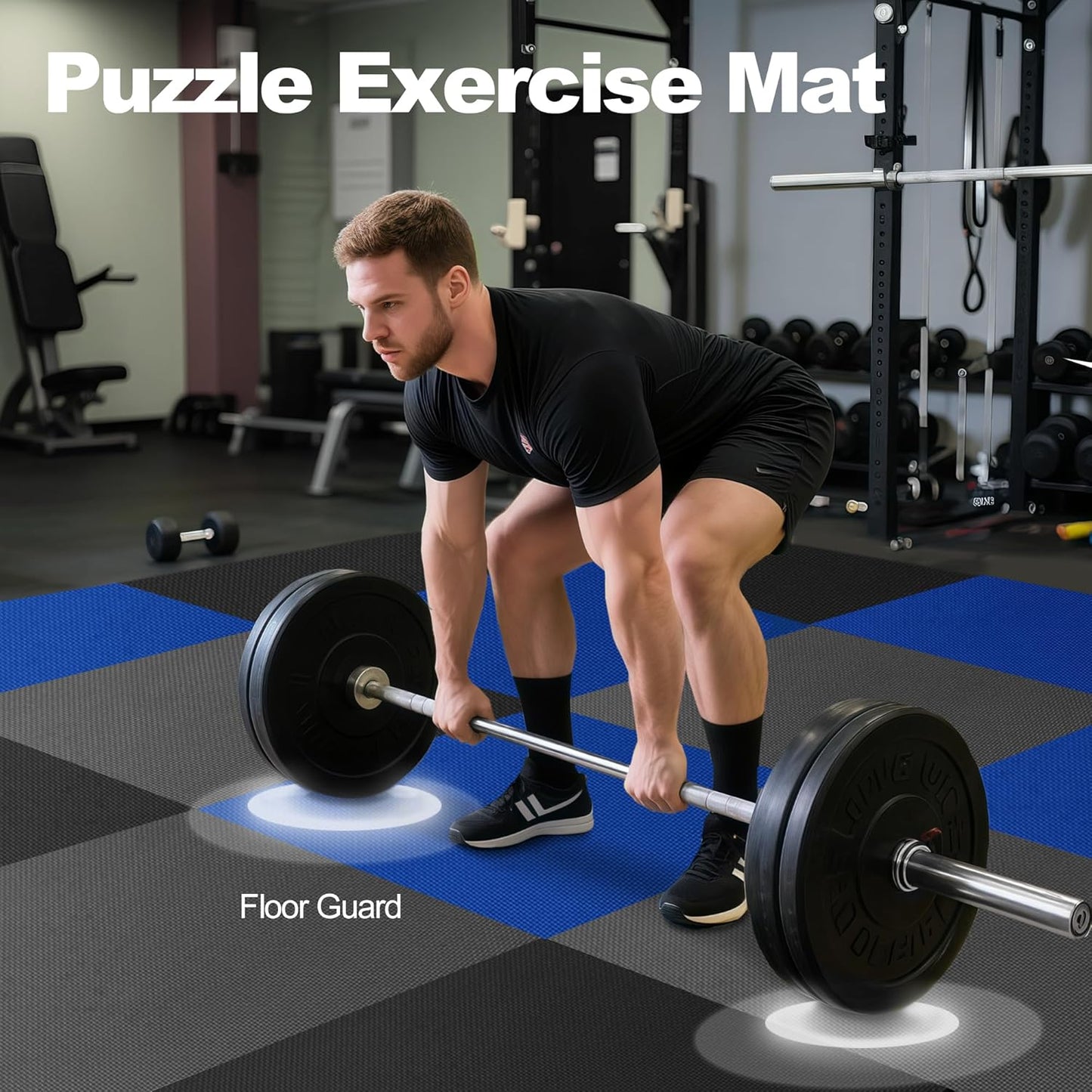 Fitvids 3/4 inch Interlocking EVA Foam Gym Floor Tiles, Shock Absorbing Puzzle Exercise Mat for Home Gym, Workout Equipment, Kids Play Areas