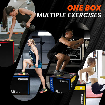 Fitvids 3-in-1 Foam Plyo Box, 16”/20”/24” Adjustable Plyometric Jump Box for Home Gym Fitness Training