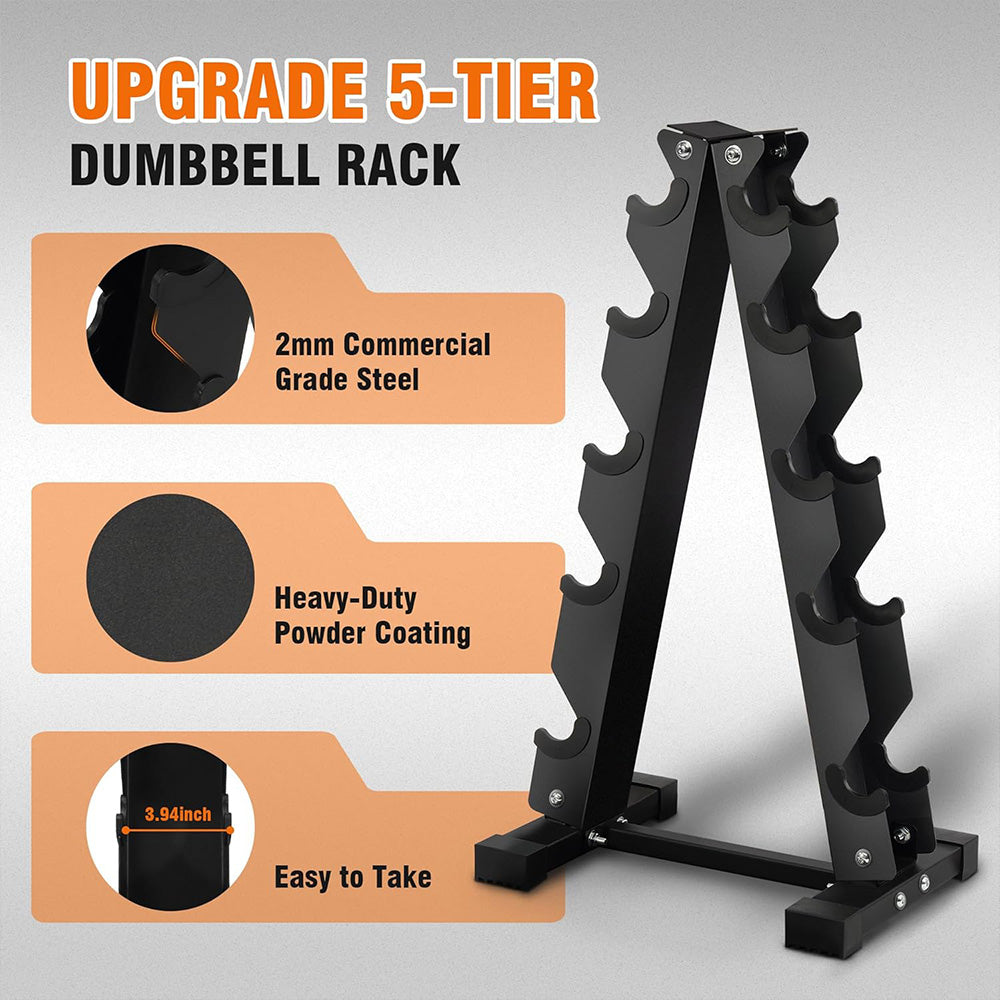 Fitvids Rubber Coated Hex Dumbbell Set with Storage Rack 150 LB Hand Weight Set with Anti-Slip Grip for Home Gym