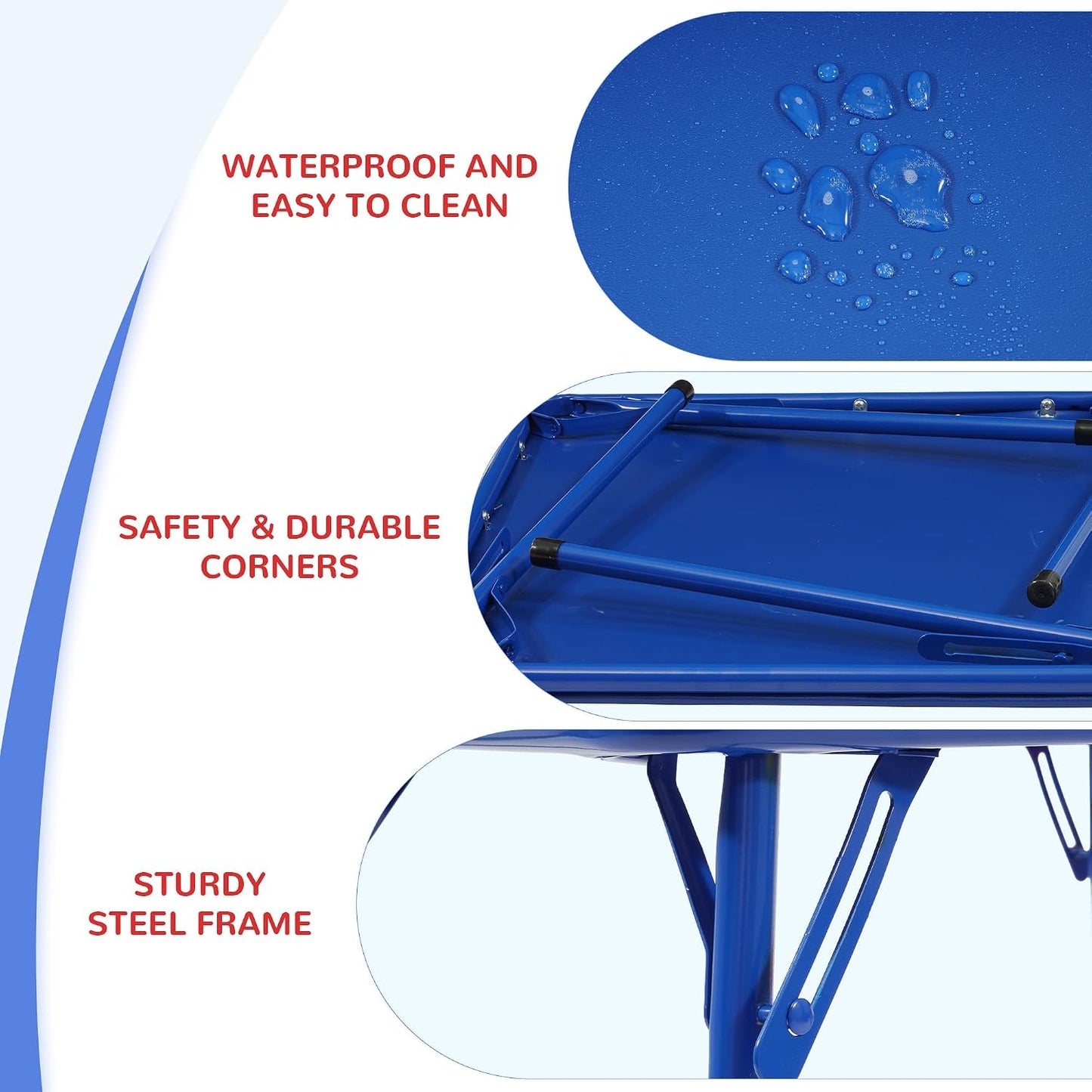 Foldable Kids Square Activity Table 23.5 Inch, Vinyl Padded Top, Indoor & Outdoor Table for Picnic Playtime and Learning