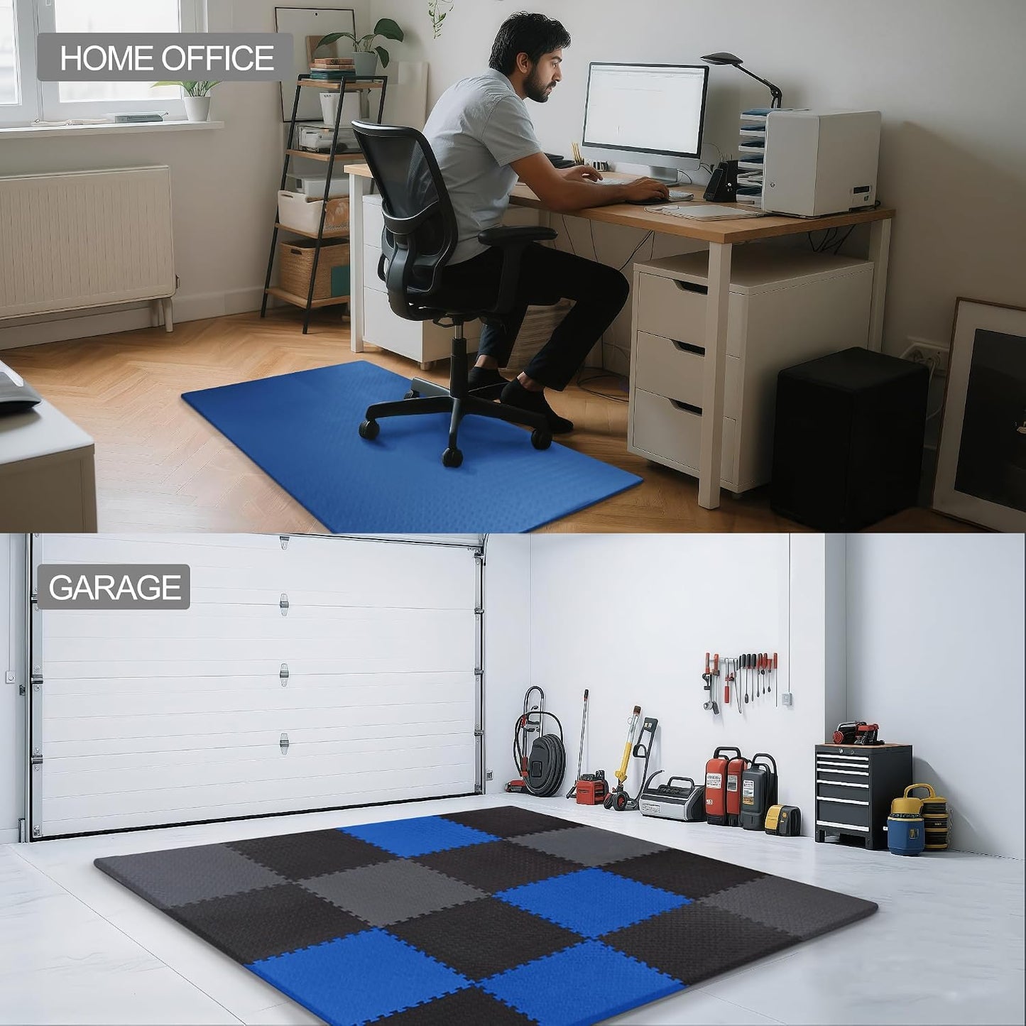 Fitvids Interlocking EVA Foam Gym Floor Tiles, Shock Absorbing Puzzle Exercise Mat for Home Gym, Workout Equipment, Kids Play Areas