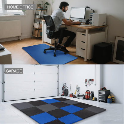 Fitvids Interlocking EVA Foam Gym Floor Tiles, Shock Absorbing Puzzle Exercise Mat for Home Gym, Workout Equipment, Kids Play Areas