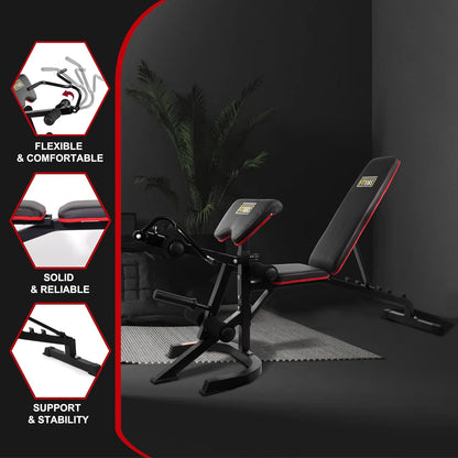 Fitvids 6-Position Adjustable Weight Bench with Leg Extension, Leg Curl Preacher Pad, Multi-Functional Workout Utility Bench for Home Gym Strength Training