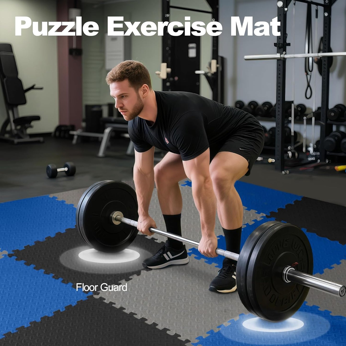 Fitvids 3/4 inch Interlocking EVA Foam Gym Floor Tiles, Shock Absorbing Puzzle Exercise Mat for Home Gym, Workout Equipment, Kids Play Areas