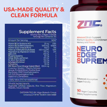 Fitvids 90Ct Brain Nootropic Supplement Alpha-GPC, Lion’s Mane, B Vitamins Support Memory Daily Cognitive Performance