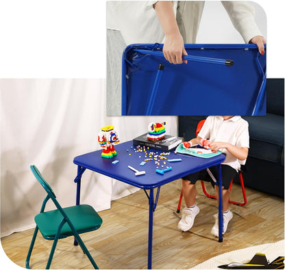 Foldable Kids Square Activity Table 23.5 Inch, Vinyl Padded Top, Indoor & Outdoor Table for Picnic Playtime and Learning