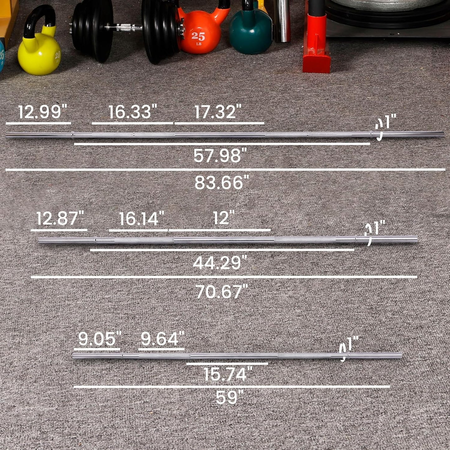 Fitvid Stardard 6FT Barbell for Weightlifting and Power Lifting, 300 Pound Capacity