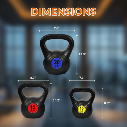 Fitvids 45lbs Kettlebell Set, Solid Weight Kettlebells for Full-Body Strength Training, Home Gym Fitness Workout Weights