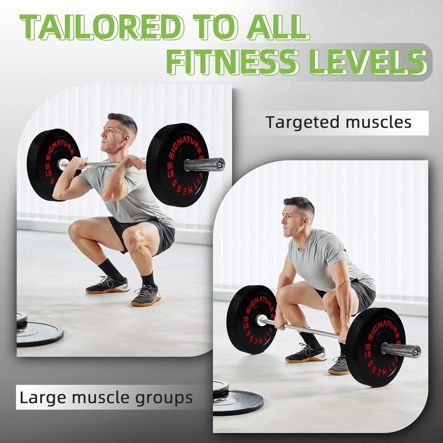 Fitvids 2‑Inch Olympic Rubber Bumper Weight Plates Pair, 45 lbs for Home Gym Strength Training
