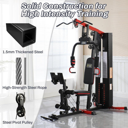 Fitvids All-in-One Full Body Home Gym Machine with Weight Stack Pulley System