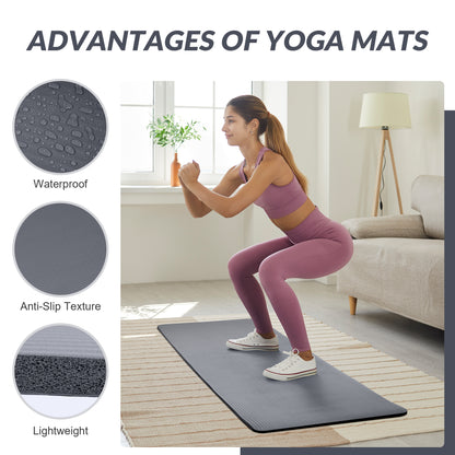 Fitvids 1/2-Inch Extra Thick High Density Yoga Mat, Anti-Tear Workout Exercise Mat with Carrying Strap for All Yoga & Fitness Workouts