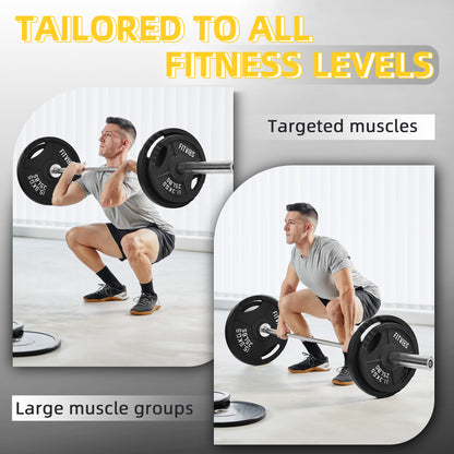 Fitvids Olympic 1-Inch Weight Plates, Cast Iron & Rubber Coated