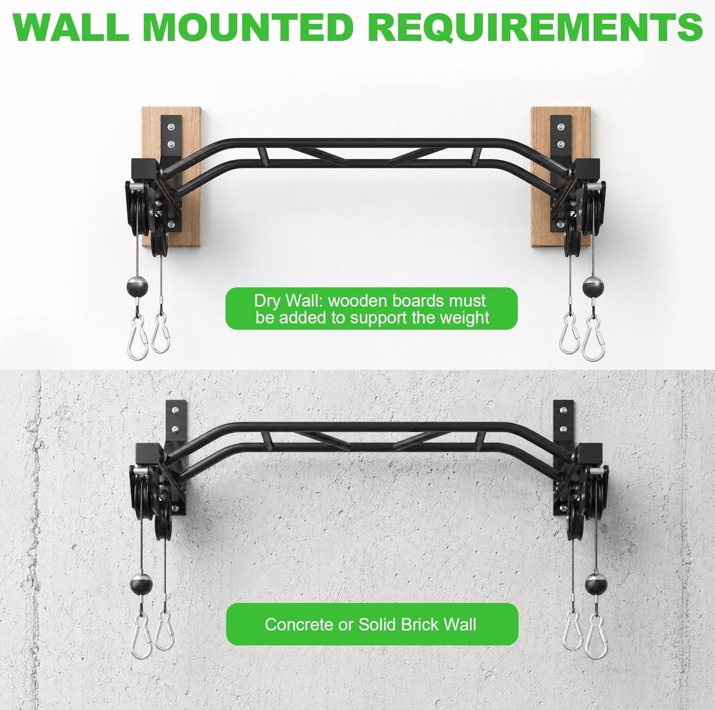 Fitvids Wall Mounted Pull Up Bar, Heavy Duty Multi-Grip Chin Up Bar for Home Gym, 450 LBS Weight Capacity Upper Body Strength Training Equipment with Multiple Grip Options