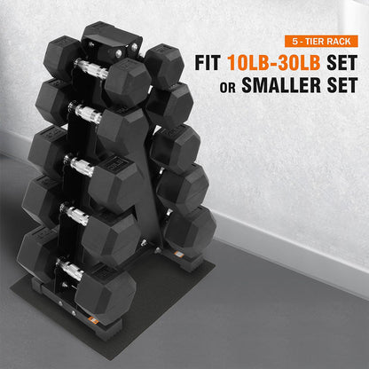 Fitvids Rubber Coated Hex Dumbbell Set with Storage Rack 200LB  Hand Weight Set with Anti-Slip Grip for Home Gym