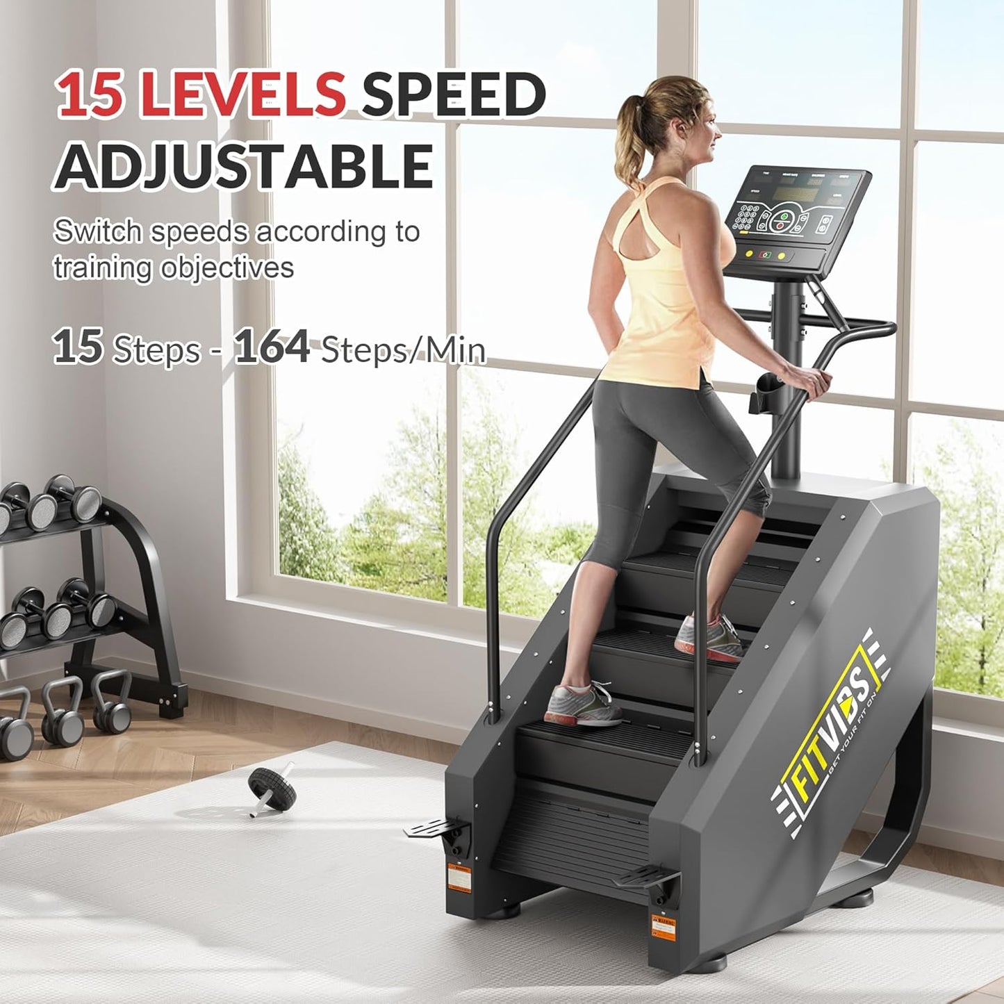 Fitvids Commercial Grade Stair Stepper Stair Climber Machine 15 Resistance Levels, LED Screen Cardio Exercise Equipment for Lower Body Workout Home Gym (Copy)
