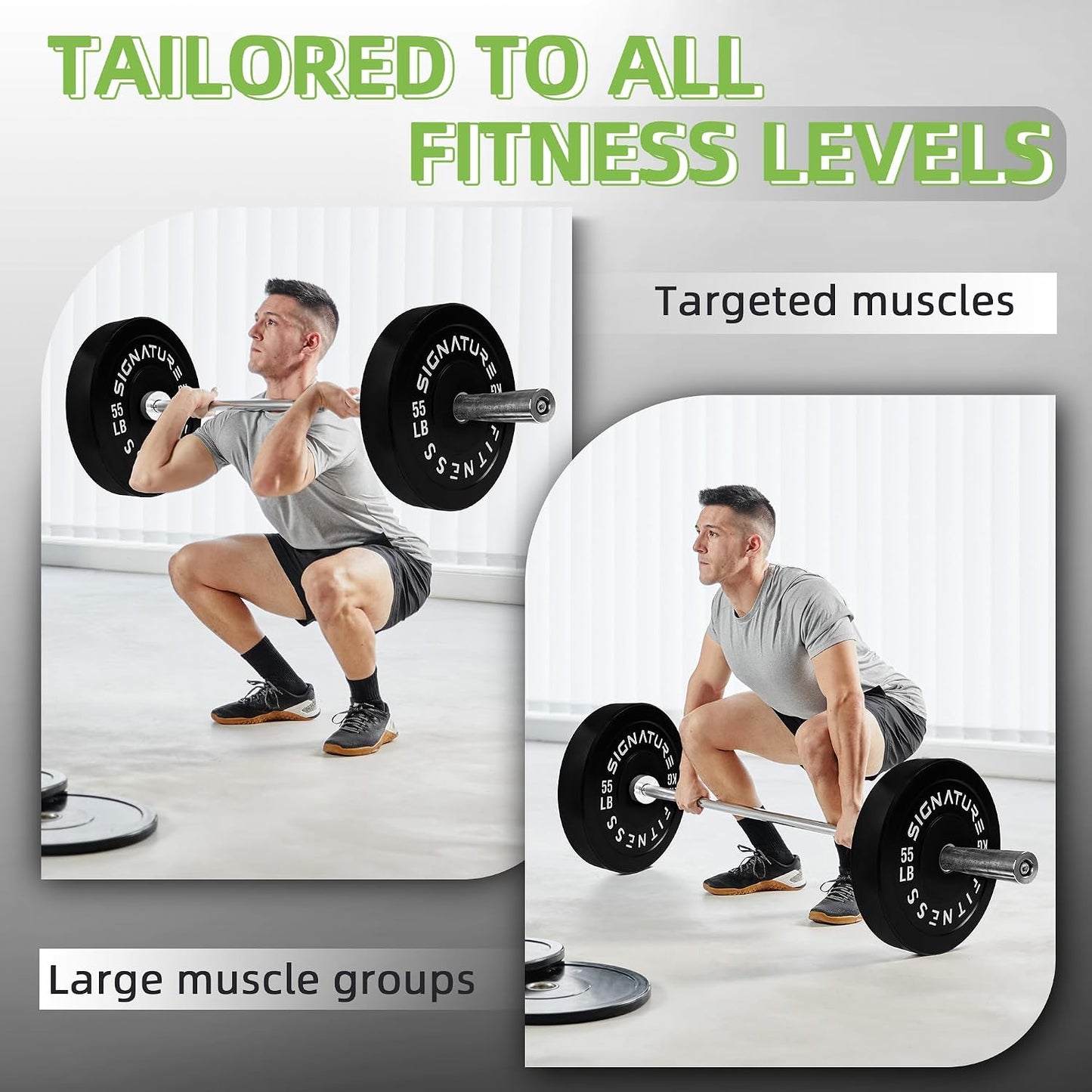 Fitvids 2‑Inch Olympic Rubber Bumper Weight Plates Pair, 15 lbs for Home Gym Strength Training