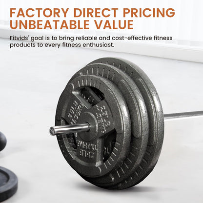 Fitvids 1 Inch Standard Barbell Bar, 5 Feet Weight Lifting Bar for Home Gym Strength Training, Bench Press, 300LBS Capacity