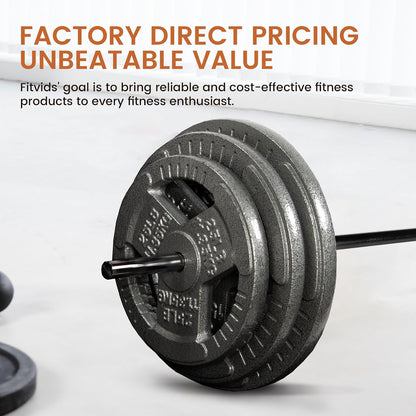 Fitvid Stardard 7 FT Barbell for Weightlifting and Power Lifting, 300 Pound Capacity