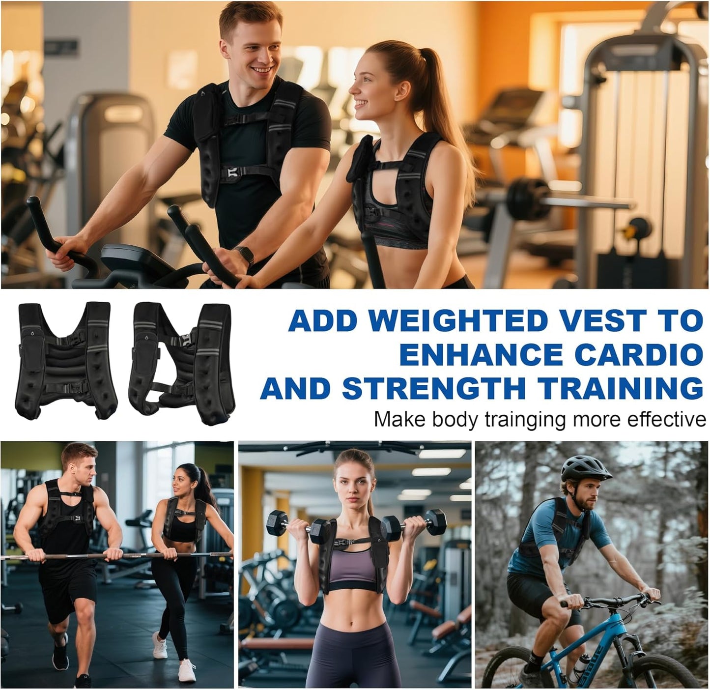 Fitvids Weighted Vest Detachable Phone Pocket Reflective Stripe 6lb/8lb/10lb for Running Strength Training