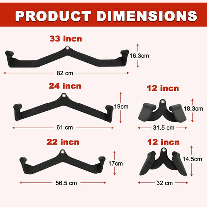 Fitvids 5-PieceBicep Curl Tricep LAT pulldown Bar Back Strength Training Handle Grips LAT Pull Down Bar For Seat Row Workout