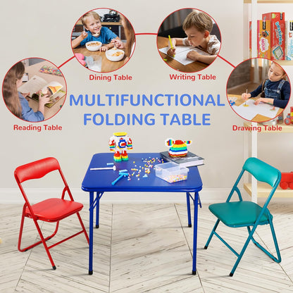 Foldable Kids Square Activity Table 23.5 Inch, Vinyl Padded Top, Indoor & Outdoor Table for Picnic Playtime and Learning