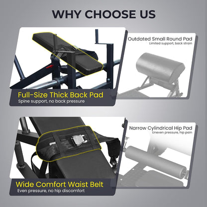 Fitvids Plate-Loaded Glute Bridge Hip Thrust Machine, Fully Upgraded Heavy Duty Glute Trainer, Professional Sports Training Equipment for Home Gym Butt Shaping and Muscle Growth