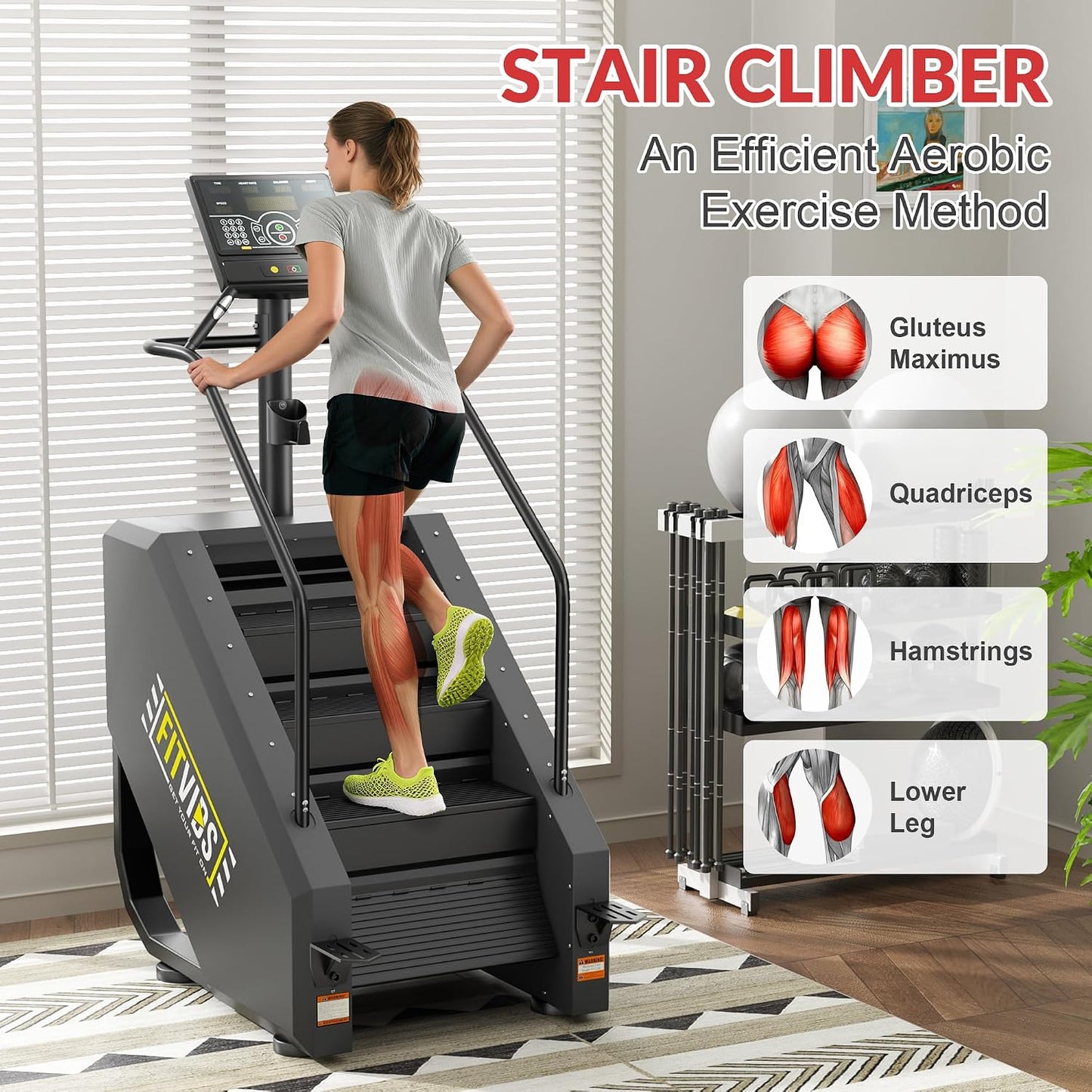 Fitvids Commercial Grade Stair Stepper Stair Climber Machine 15 Resistance Levels, LED Screen Cardio Exercise Equipment for Lower Body Workout Home Gym (Copy)