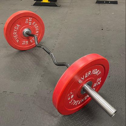 Fitvids Olympic EZ Curl Barbell Bar 47", 2-Inch Curl Bar for Weight Lifting, Hip Thrusts, Squat, Biceps-Home Gym Weight Bars