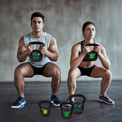 Fitvids 60lbs Kettlebell Set, Solid Weight Kettlebells for Full-Body Strength Training, Home Gym Fitness Workout Weights