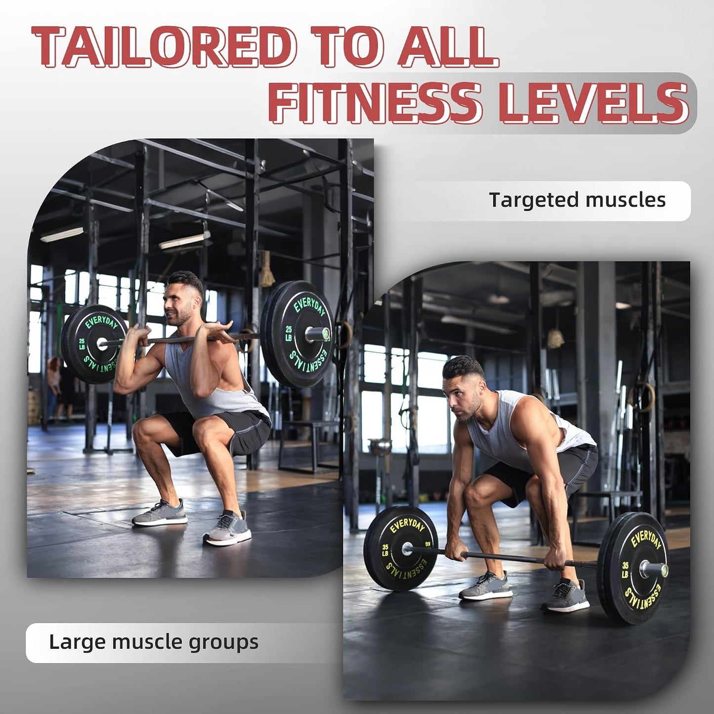 Fitvids 2‑Inch 10lbs Olympic Bumper Plates Set, Rubber Weight Plates for Home Gym Strength & Olympic Lifting